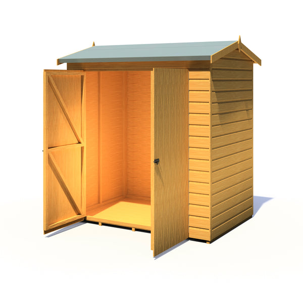 Lewis 4x6 Reverse Apex Garden Shed Double Doors 12mm Shiplap T&G