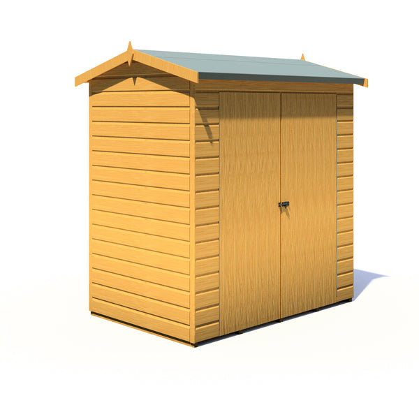 Lewis 4x6 Reverse Apex Garden Shed Double Doors 12mm Shiplap T&G