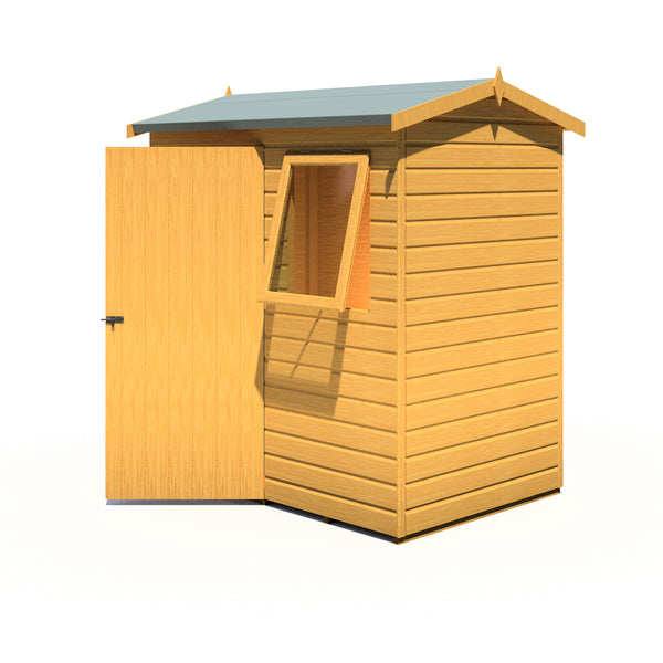 Lewis 6x4 Reverse Apex Style D Garden Shed Single Door 12mm T&G