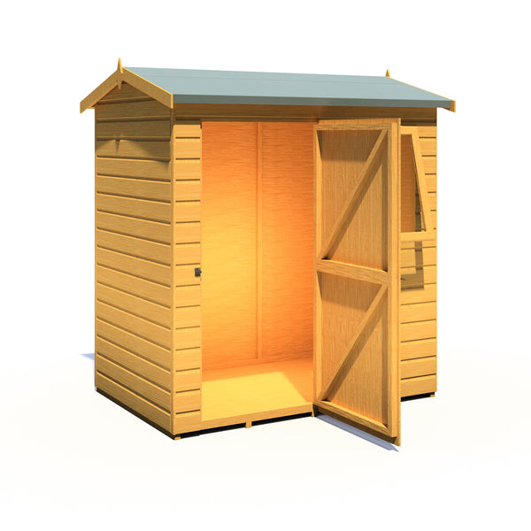 Lewis 6x4 Reverse Apex Style D Garden Shed Single Door 12mm T&G