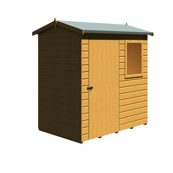 Lewis 6x4 Reverse Apex Style D Garden Shed Single Door 12mm T&G