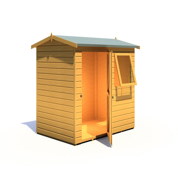Lewis 6x4 Reverse Apex Style D Garden Shed Single Door 12mm T&G