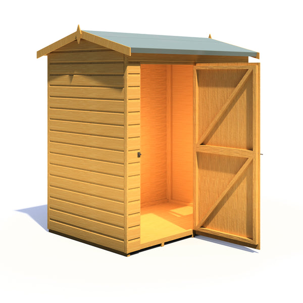 Lewis 6x4 Reverse Apex Style D Garden Shed Single Door 12mm T&G