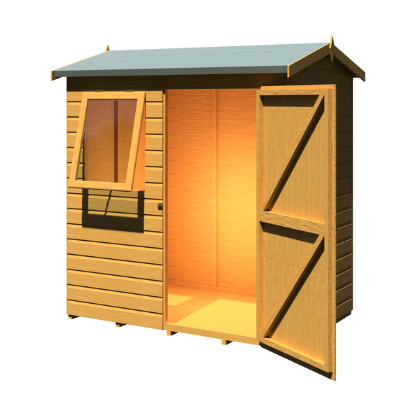 Lewis 6x4 Reverse Apex Style C Garden Shed Single Door 12mm T&G