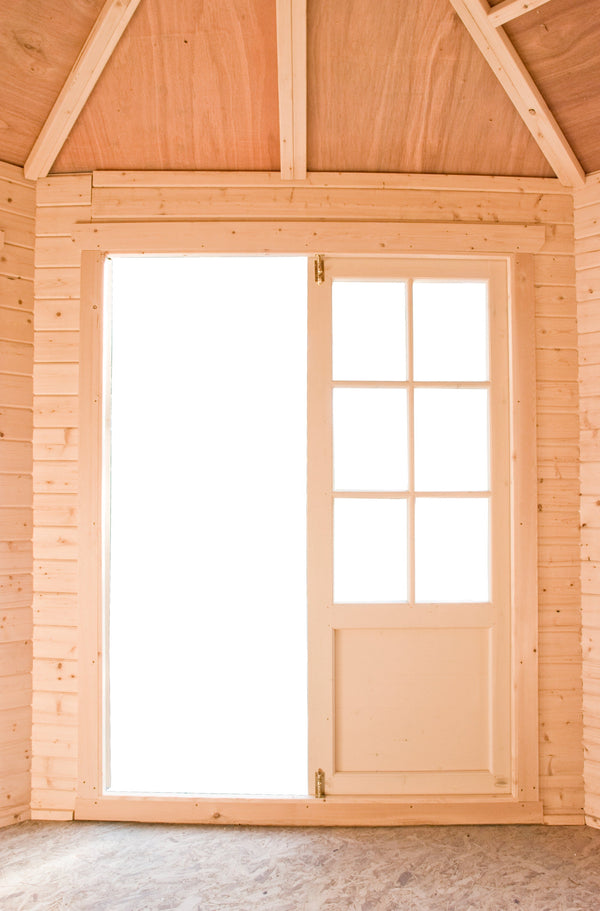 Shire Rowney Corner Log Cabin 28mm interlock cladding - Best Shed