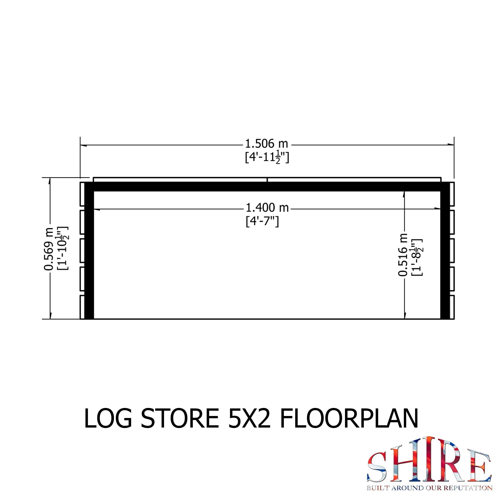 Shire Small Log Store 1506 x 569mm (5x2) - Best Shed
