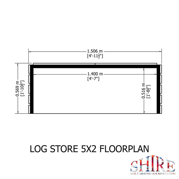 Shire Small Log Store 1506 x 569mm (5x2) - Best Shed
