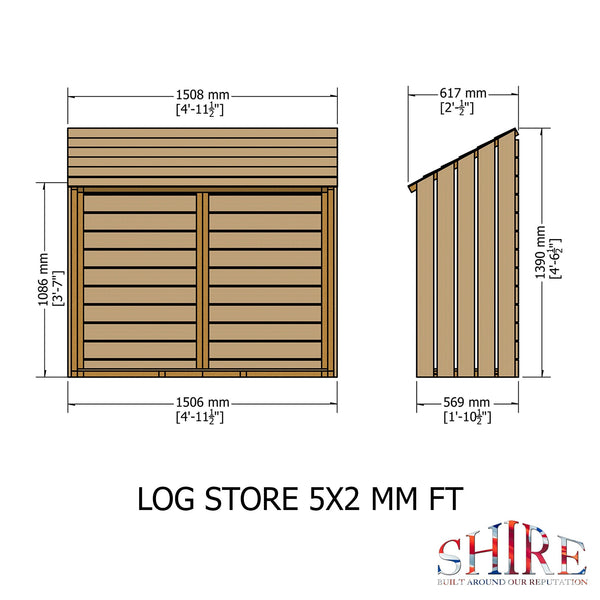 Shire Small Log Store 1506 x 569mm (5x2) - Best Shed