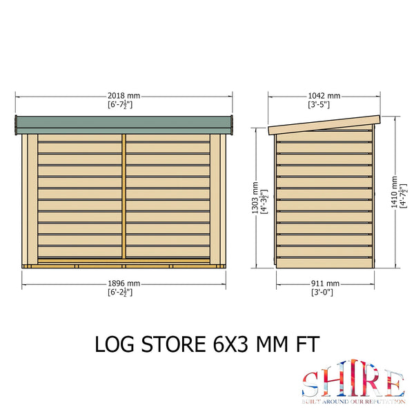 Shire Large Heavy Duty Log Store 1900x940 - Best Shed