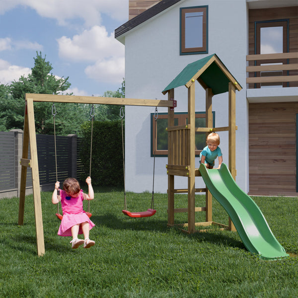Lucas Climbing Frame with Tower Swings and Slide - Best Shed