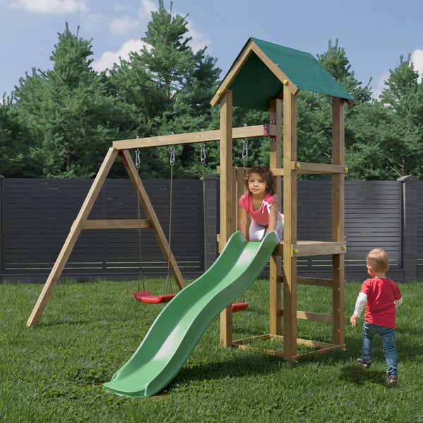 Lucas Climbing Frame with Tower Swings and Slide - Best Shed
