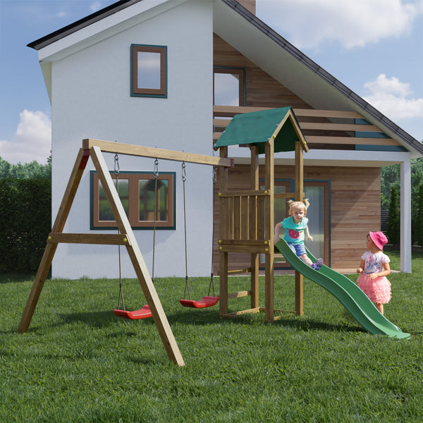 Lucas Climbing Frame with Tower Swings and Slide - Best Shed