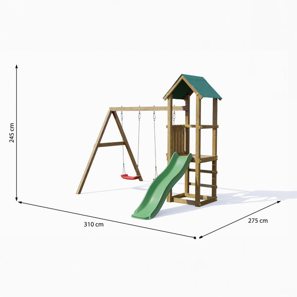 Lucas Climbing Frame with Tower Swings and Slide - Best Shed