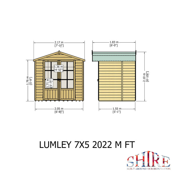 Shire Lumley 7x5 12mm interlock Clad wooden Summerhouse - Best Shed
