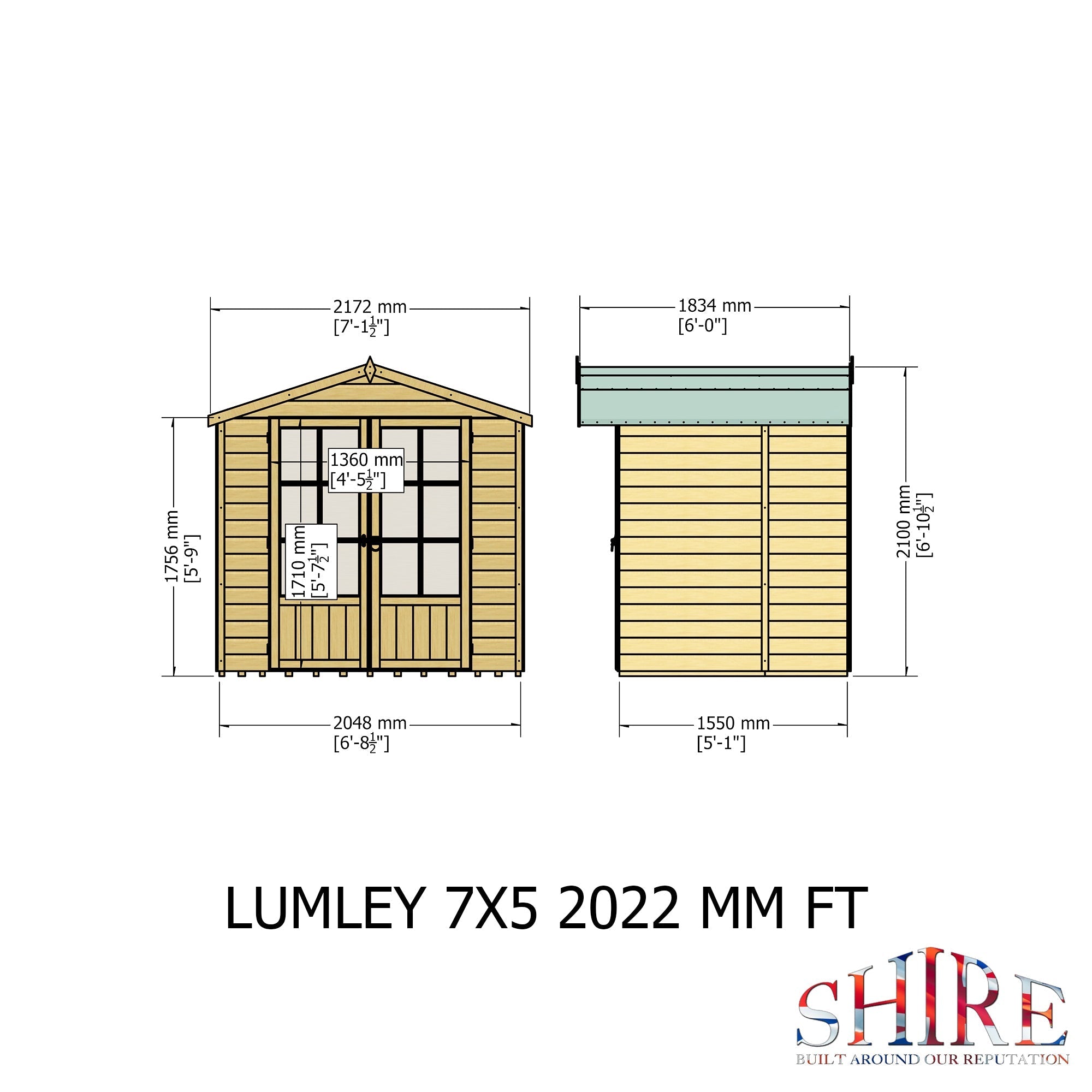 Shire Lumley 7x5 12mm interlock Clad wooden Summerhouse - Best Shed