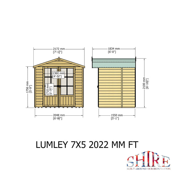 Shire Lumley 7x5 12mm interlock Clad wooden Summerhouse - Best Shed