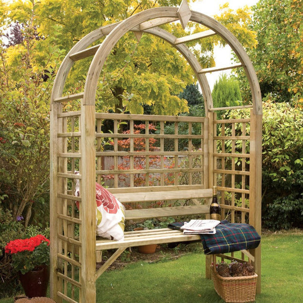 Montebello Arched Arbour Garden Seat with Trellis - Best Shed