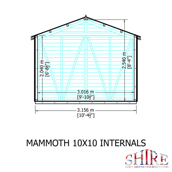 Mammoth 10x10 Double Door 12mm Shiplap Garden Shed
