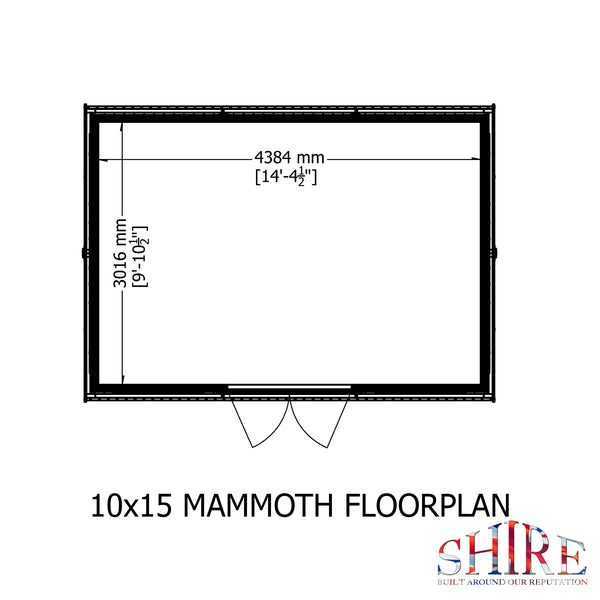 Mammoth 10x15 Double Door 12mm Shiplap Garden Shed