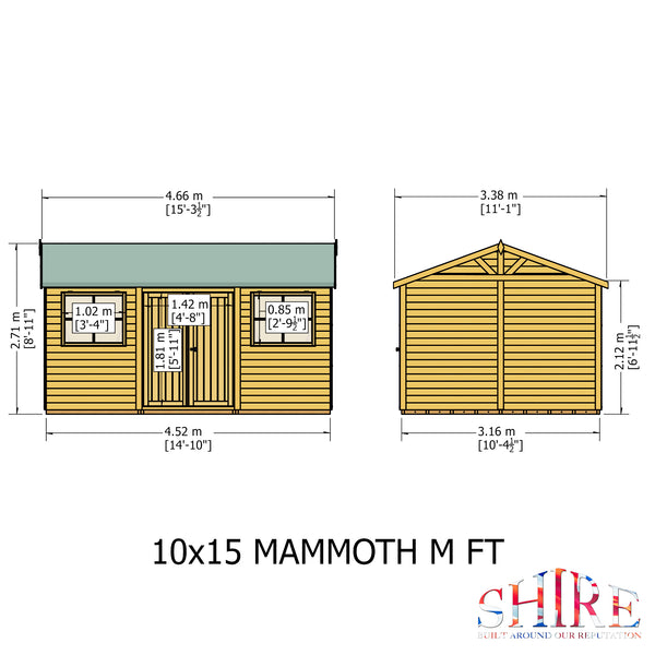 Mammoth 10x15 Double Door 12mm Shiplap Garden Shed