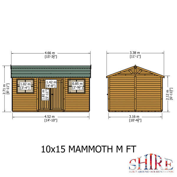 Mammoth 10x15 Double Door 12mm Shiplap Garden Shed