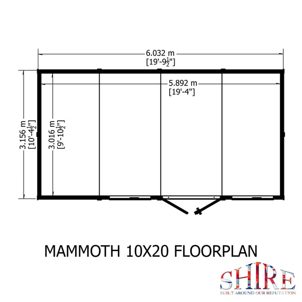 Mammoth 10x20 Double Door 12mm Shiplap Garden Shed
