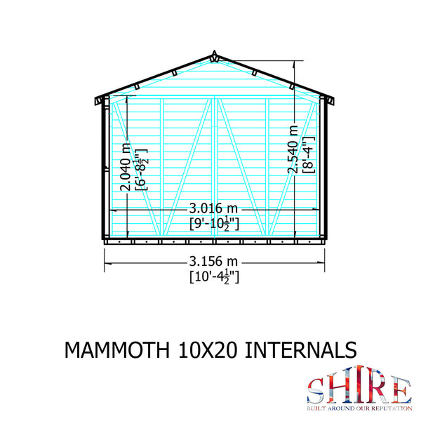 Mammoth 10x20 Double Door 12mm Shiplap Garden Shed
