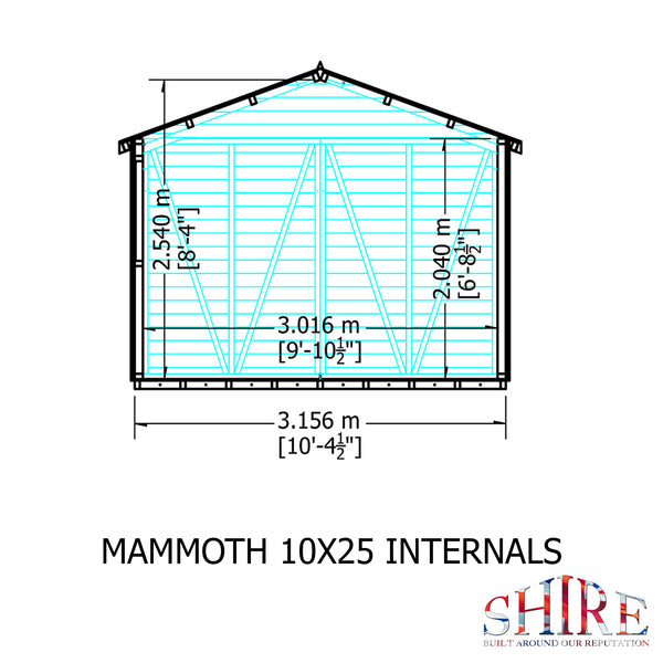 Mammoth 10x25 Double Door 12mm Shiplap Garden Shed