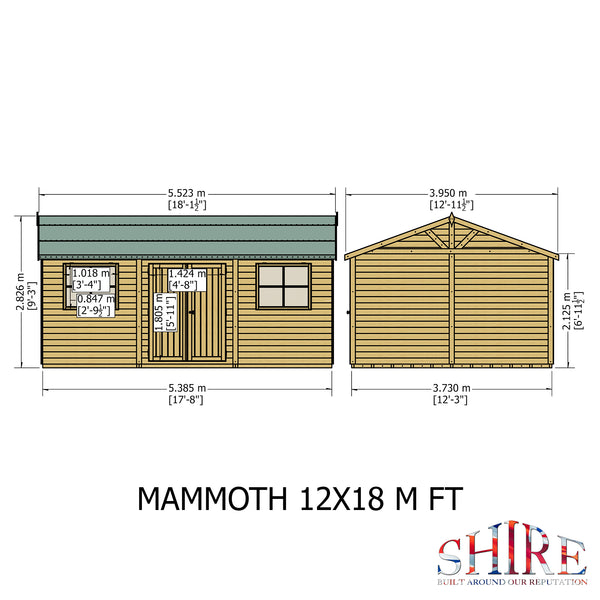 Mammoth 12x18 Double Door 12mm Shiplap Garden Shed