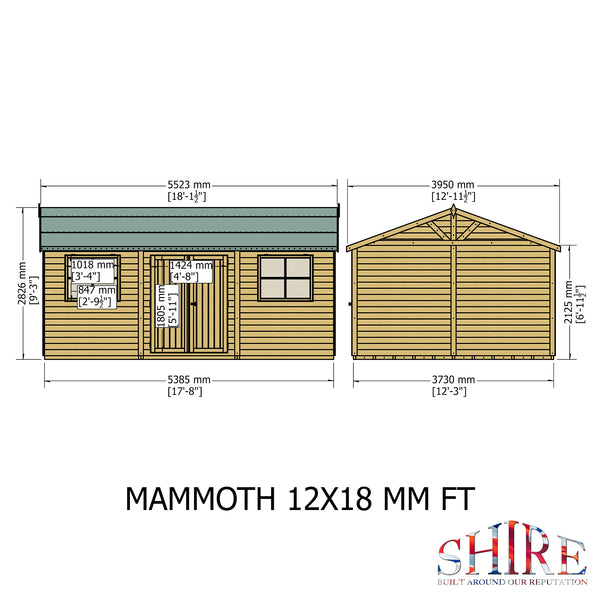 Mammoth 12x18 Double Door 12mm Shiplap Garden Shed