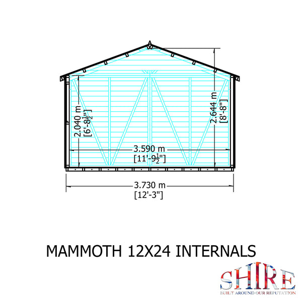 Mammoth 12x24 Double Door 12mm Shiplap Garden Shed