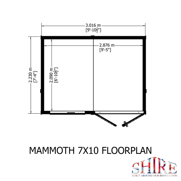 Mammoth 10x7 Single Door 12mm Shiplap Garden Shed