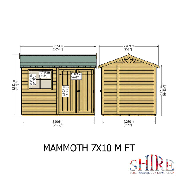 Mammoth 10x7 Single Door 12mm Shiplap Garden Shed