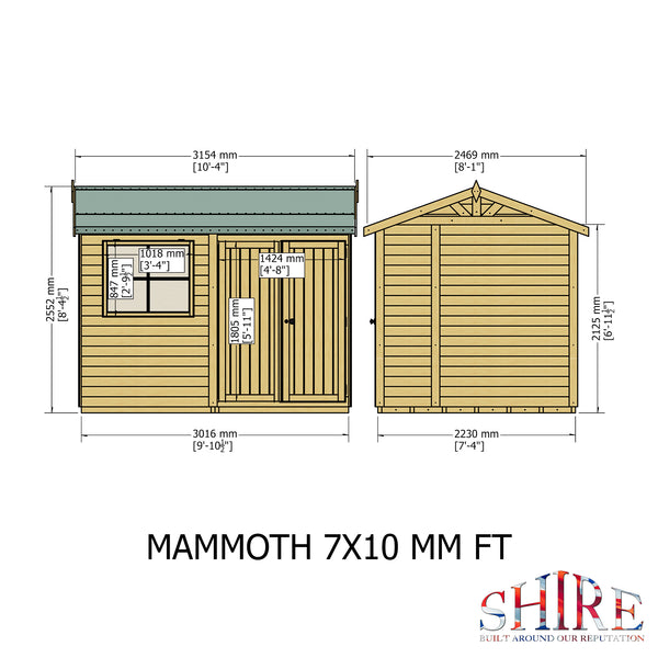 Mammoth 10x7 Single Door 12mm Shiplap Garden Shed