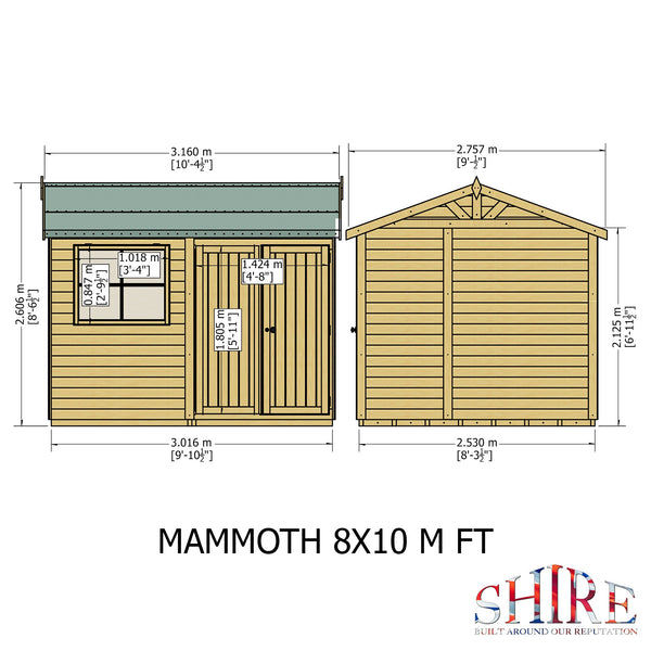 Mammoth 10x8 Double Door 12mm Shiplap Garden Shed