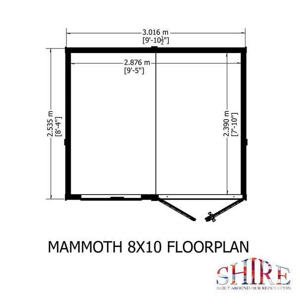 Mammoth 10x8 Double Door 12mm Shiplap Garden Shed