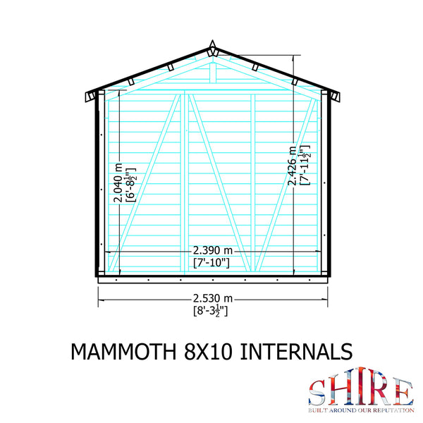 Mammoth 10x8 Double Door 12mm Shiplap Garden Shed