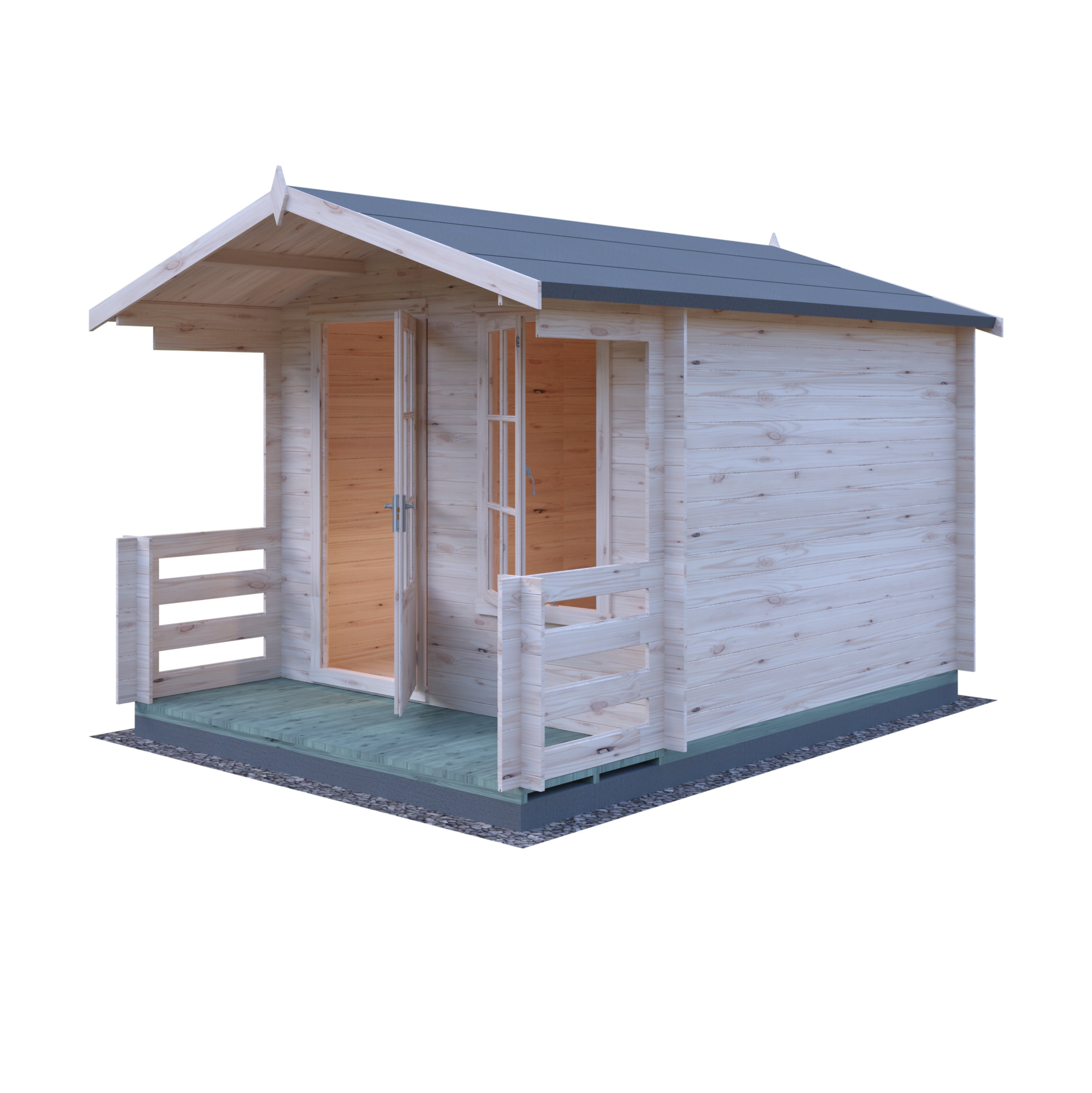 Shire Maulden with verandah 9x9 Log Cabin 19mm interlock Cladding - Best Shed
