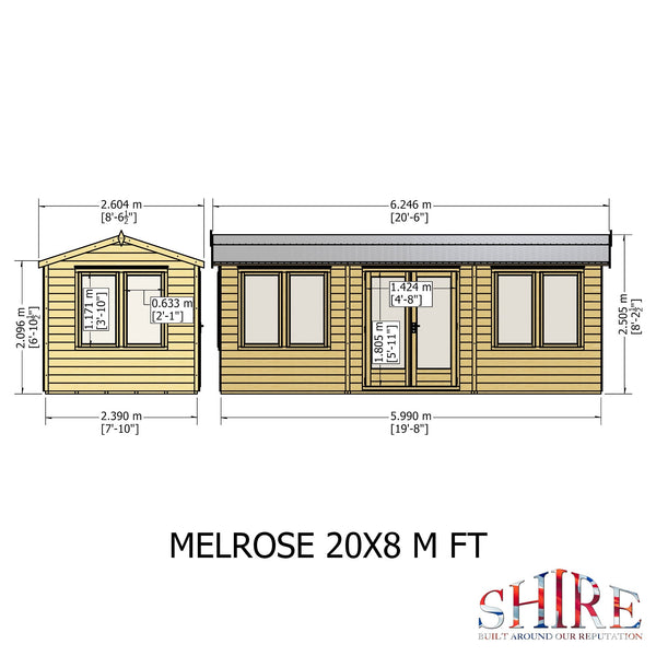 20x8 insulated Garden Studio Office with double doors - Best Shed