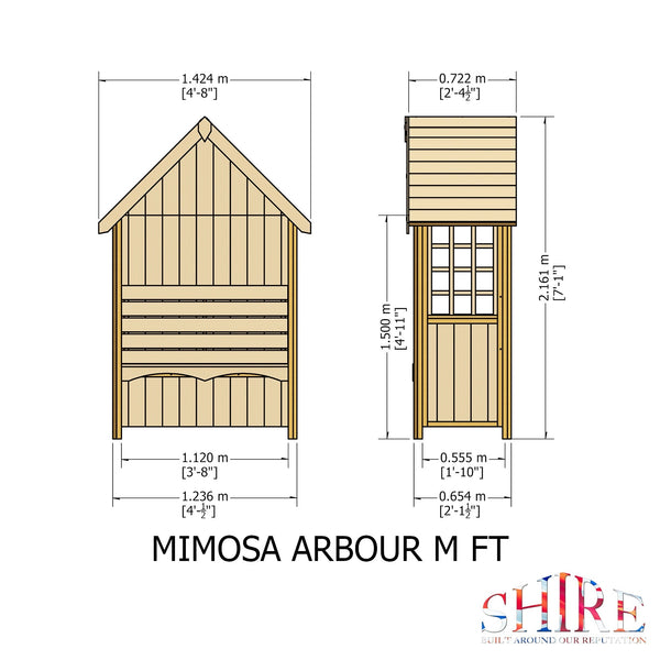Shire Mimosa 1.4x0.7m Arbour Seat - Best Shed