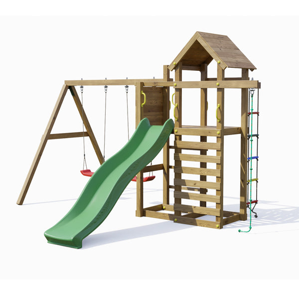 Mixter Climbing Frame With Tower Swings Slide and Climbing Rope - Best Shed