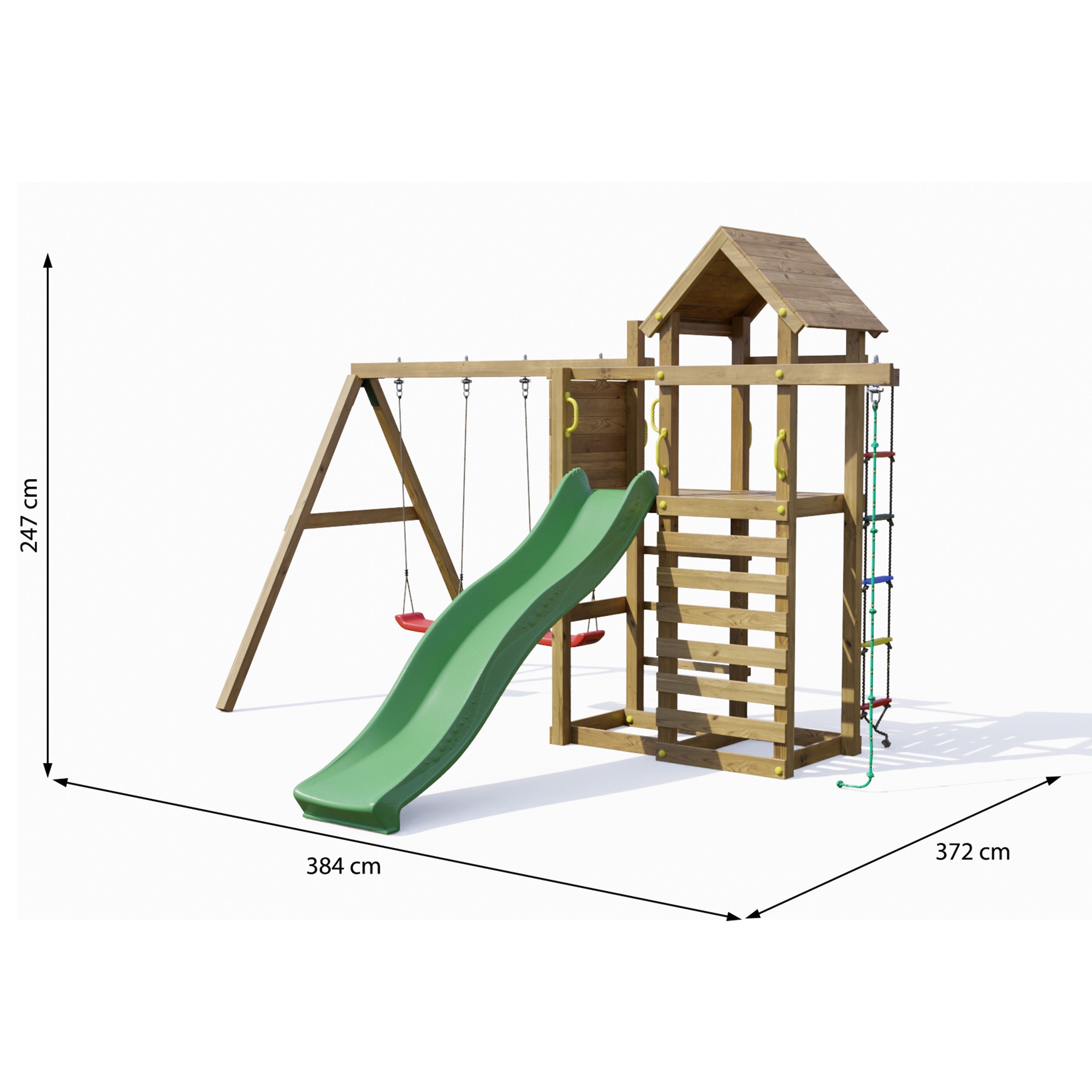 Mixter Climbing Frame With Tower Swings Slide and Climbing Rope - Best Shed