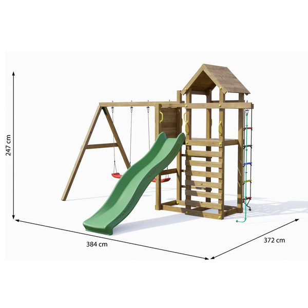 Mixter Climbing Frame With Tower Swings Slide and Climbing Rope - Best Shed