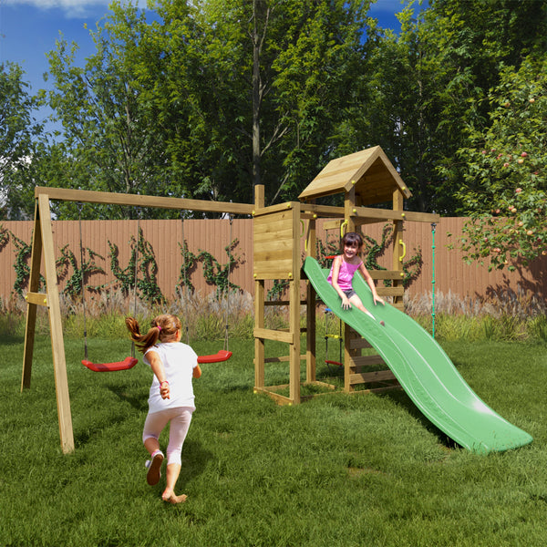 Mixter Climbing Frame With Tower Swings Slide and Climbing Rope - Best Shed