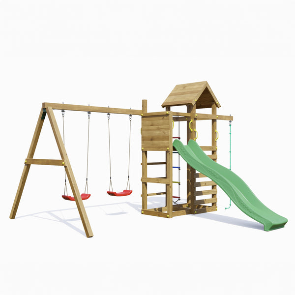 Mixter Climbing Frame With Tower Swings Slide and Climbing Rope - Best Shed