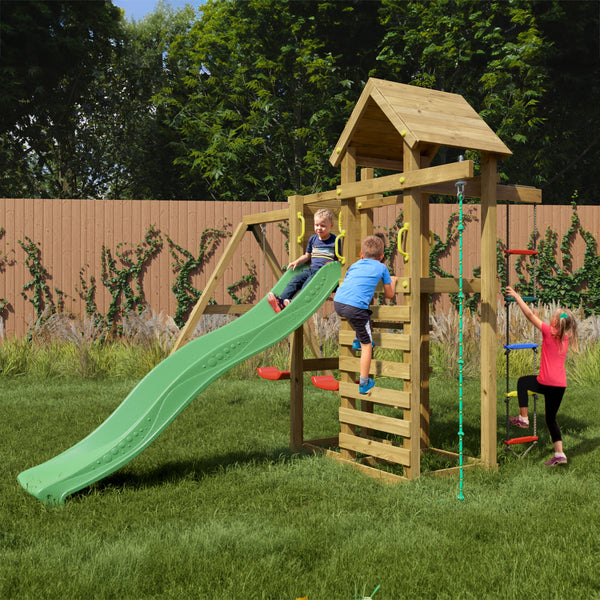 Mixter Climbing Frame With Tower Swings Slide and Climbing Rope - Best Shed