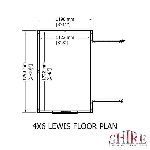 Lewis 4x6 Garden Shed Double Doors 12mm Shiplap T&G