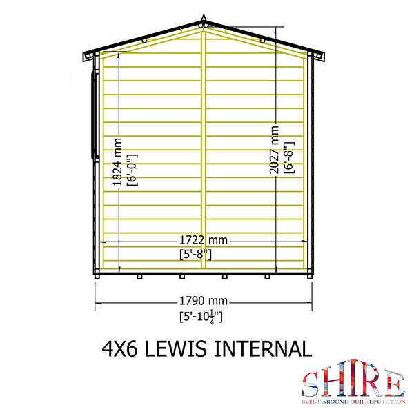 Lewis 4x6 Garden Shed Double Doors 12mm Shiplap T&G