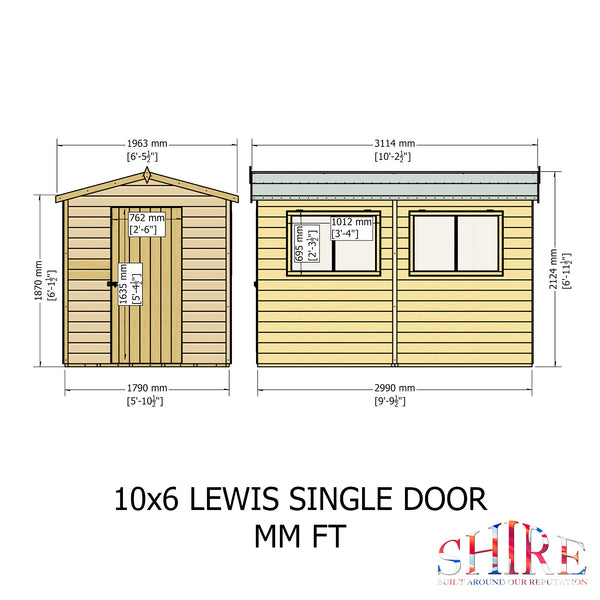 Lewis 10x6 Shiplap Garden Shed 12mm Shiplap T&G