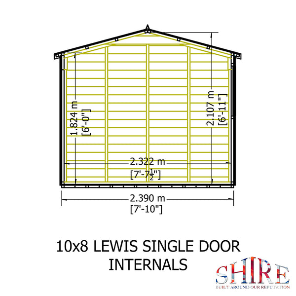 Lewis 10x8 Garden Shed 12mm Shiplap T&G